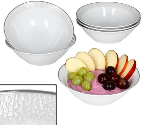 Ritzenhoff & Breker Venezia Lot de 6 bols à dessert - 200 ml - Pour 6 personnes - Diamètre : 14,5 cm - Élégant bol en porcelaine avec relief aspect galets - Mini bols blancs pour collations, sauces