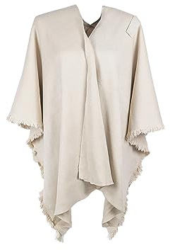 QUEEN HELENA Poncho für den Winter, warm, lässig, elegant, für Damen MT22-1, beige, Einheitsgröße