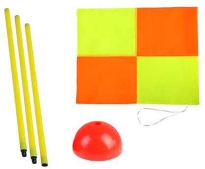 F Fityle Drapeau d'angle de Football, poteaux d'agilité de Football pour Hommes et Femmes, Drapeau d'angle de Terrain de Football, Drapeau de Sport, 3 poteaux avec Base Rouge.
