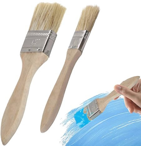 2 Packs Wood Chalk Paint Brush Chip Paint Brush Set Natural Bristle Thick Brushes Reusable Flat Chalked Paint Brushandle Masonry Paintbrush,for Folk Art,Cabinet, Sash, Home