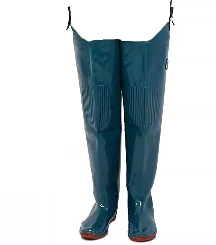 IBOWZ Wathose Herren Damen Watstiefel mit Verstellbarer Schnalle für Watstiefel für Männer und Frauen, wasserdichte Oxford-Sohle aus PVC, 80 cm hohe Angelstiefel