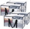 JOJOSEE 4 Pack Clear Clothes Storage Bags, 91L Heavy Duty Moving Bag, Transparent Large Wardrobe Organiser Packing Bags with Zips Lids for Duvet Toys (Clear, 4 Pack)