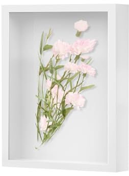 Hsyadazi Cornice portafoto 3D, profonda, con piastra acrilica, profondità 5 cm, per foto, disegni, fiori, ricordi, opere d'arte fai da te (bianco)