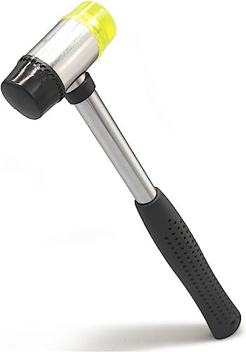 Febbya Martillo de Goma,Antivibración Martillo con 2 Cabezales Amovibles | Mazo Profesional Pequeño Nylon & Empuñadura Ergoconómica | Para Carpintería, Trabajo en Cuero & Bricolaje