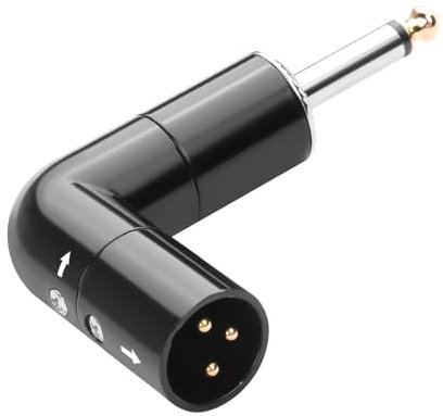 QIANRENON Adjustable 90° Angle XLR to TS 6.35mm Microphone Unbalanced Adapter 3Pin xlr Male to 1/4 TS Male Mono Right Angle Audio Connector xlr Direction 360° Change, for Guitar Mixer Amplifier