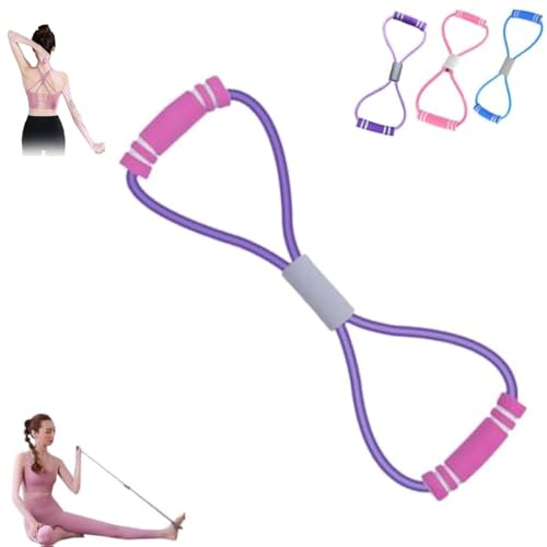 Saludea Bande de résistance avec poignées pour yoga, gym, fitness, gym à la maison, sangle de fitness extensible pour entraînement complet du corps (violet)