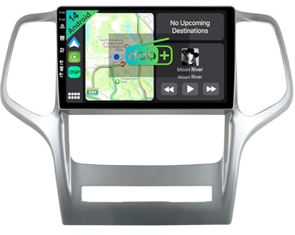 YUNTX [DAB-4G+64G] Android 14 bilradio för Jeep Grand Cherokee WK2 2008-2013-[Integrerad DAB+/CarPlay/Android Auto/DSP/GPS]-9 IPS 2.5D pekskärm MIC + kamera USB/MirrorLink/Bluetooth