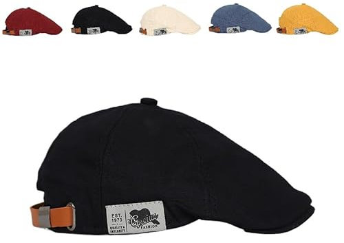 ILESTDG Mode Meister Marty - Stilvolle Baskenmütze Für Herren - Retro Vintage Street Beret Cap,Flacher Verstellbarer Baretthut (Schwarz)