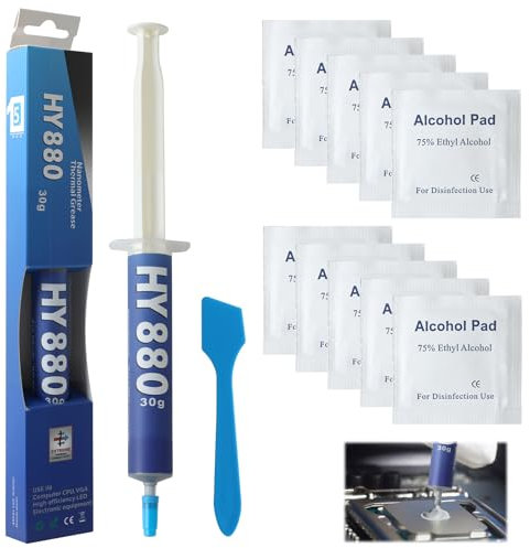 NIRJIK Pasta Termica Ad Alto Prestato (30g) per CPU E Gpu - con 10 Spugne per La Pulizia, Ideale per La Montaggio di Pc, Il Gaming E Le Installazioni di Server