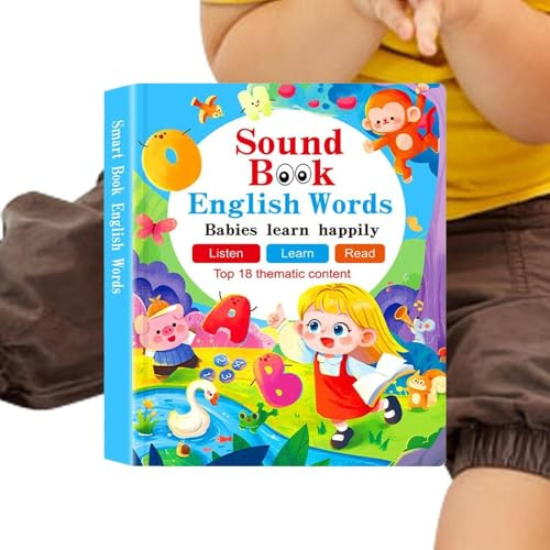 Ruwshuuk Libri interattivi elettronici educativi, giocattoli per bambini con suono, giochi educativi per parlare e vocabolario, per bambini e bambine