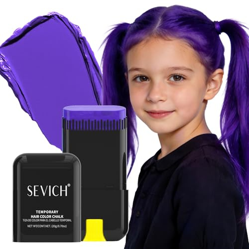 Sevich Gesso per capelli per ragazze viola, colore per capelli per bambini, 8 tonalità, asciugatura rapida e facile da pulire, perfetto per Halloween, festa dei bambini, cosplay e feste 21 g
