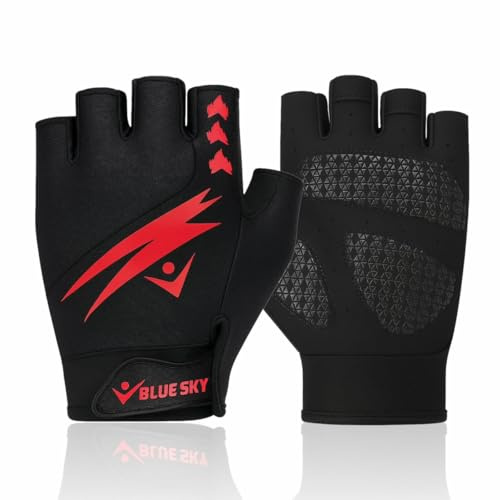 BLUESKYPORTS Cycling Gloves for Men & Women Half Finger Gel Padded Bike Gloves Breathable Anti-Slip Grip Shock Absorbing Palm MTB Road Bicycle Gloves for Summer Riding Unisex Cycle Gloves