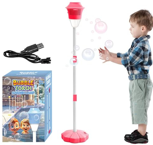 Máquina De Burbujas De Pie, Lámpara para Hacer Burbujas, Máquina Des B-urbujas Automática En Forma Des Farola con Luces Y Música, Recargable, para Parques, Playas, Jardines