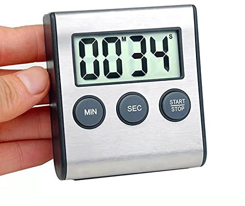 Kyzistn Digital Kitchen Timer - Magnetic Countdown With Loud Alarm, Stainless Steel for Cooking, Baking, Sports Games