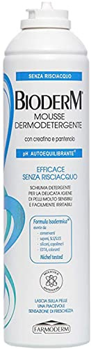 Bioderm Mousse Dermodetergente - Spray Assainissant Peau Délicate Sans Rinçage - Dermo-nettoyant Corps pour Peaux Sensibles, Asphyxiées et Irritables - Gel douche Adultes, Alités et Incontinents