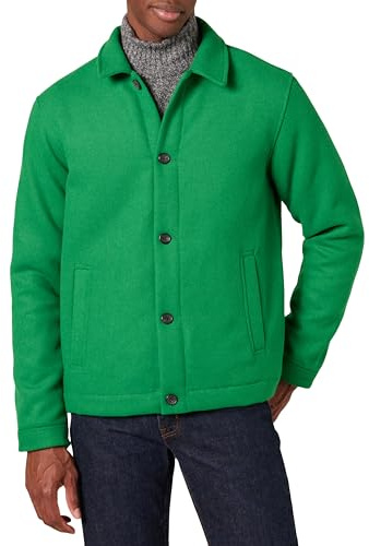 Amazon Essentials Chaqueta Bomber de Mezcla de Lana (Disponible en Tallas Grandes y Altas) Hombre, Verde, 5XL Grande
