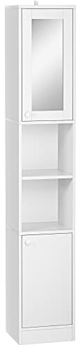 kleankin Badrumsmöbel hög garderob förvaringsskåp med justerbar hylla - 30 x 28 x 170 cm, vit