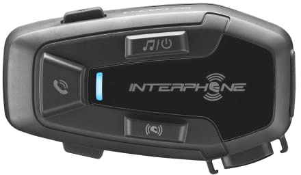 INTERPHONE U-Com 7R | Singel | Moto Bluetooth 5.2 Intercom Avtagbart och inbyggt batteri 15 timmar Autonomi, 4 Moto 1 Km, TFT & GPS-kompatibel, vattentät, 32 mm högtalare, för alla hjälmar
