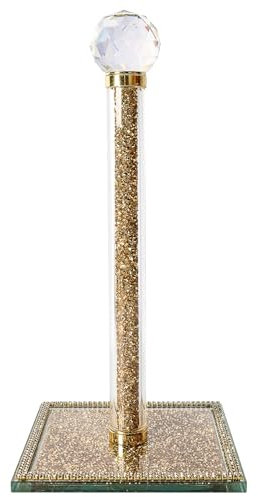 Hebaogugu Porte-rouleau de papier cristal – Support autoportant argenté pour salon, cuisine, salle de bain (doré)