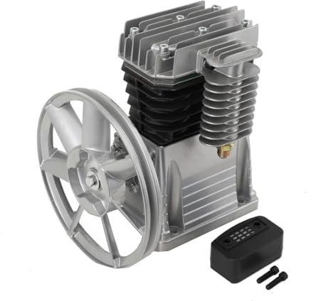 ECUTEE 3HP 2.2KW Cast Iron Piston Oil Lubricated Air Compressor Pump Head with Silencer, Silver, Silent Operation, Air Compressor, KYJT-ZBYZBY-001