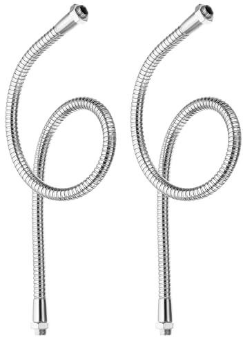 PATIKIL 19,7'' Schwanenhals-Schlauch, 2 Stück M10 zu M8 Feingewinde Metall-Positionierungsschlauch Flexibler Armrohrverlängerung für Lampe, DIY-Ausrüstung, Silberton
