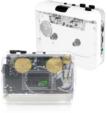 Lecteur cassette - Stéréo clair et lecteur de cassette inversée automatique - Convertisseur de cassette vers MP3 avec logiciel convertisseur de bande - Mouvement de roue en cuivre froid intégré et