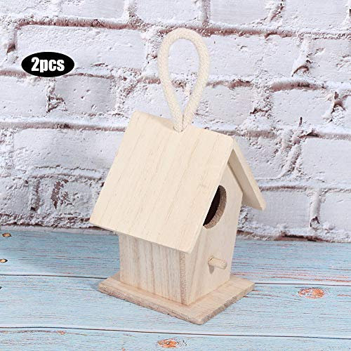 Nido Colgante de Madera para Casa de Pájaros, Cabaña de Troncos para Pájaros Pequeños, para Jardín Al Aire Libre, con Accesorios Decorativos