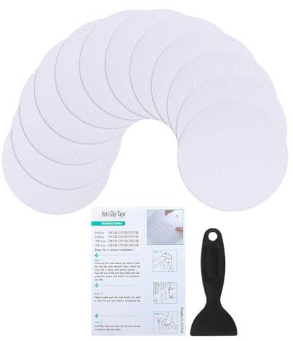 PATIKIL Bathtub Non Slip Stickers, 12 Pack Safety Shower Floor Anti Slip Stickers with Adhesive Decals Scraper for Bath Tub Shower Floor Stair, White