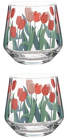Ciieeo 2piezas Vasos De Vidrio Diseño Vintage Tulipán Unidades para Leche Agua Hogar y Oficina
