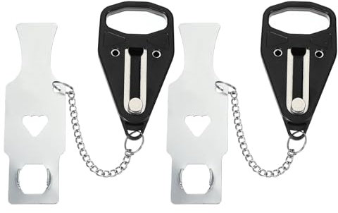 PATIKIL Serrure de porte d'hôtel, 2 Pack Serrure supplémentaire robuste pour plus de confidentialité et de sécurité Parfait pour les voyages Hôtel Maison Appartement Trou unique Noir