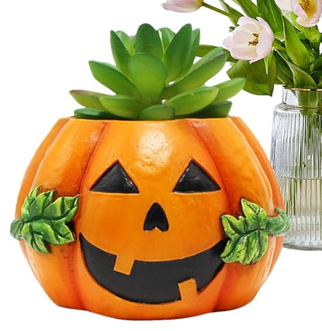 Jarrón de flores de calabaza - Finete de resina en de calabaza, maceta decorativa para plantas grasas, mini contenedor para cactus, jarrón ornamental para flores de otoño | Decoración de mesa pa