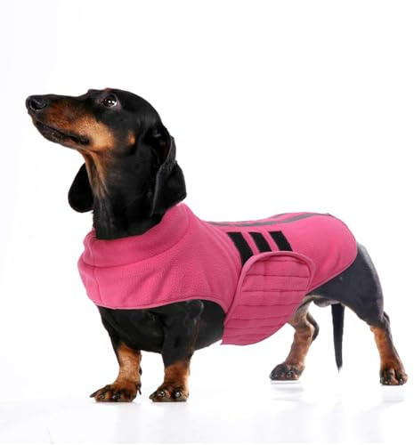 babepet Soft Dog Fleece,Dachshund Coat Jacket,Miniature Dachshund Jumper,Reflective Dog Winter Coat–Weather Resistant-Pink-S