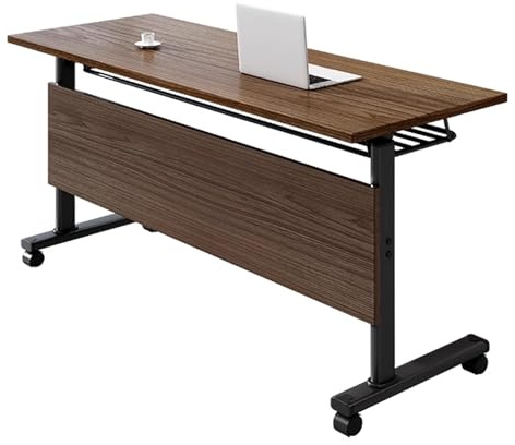 LYXXJRYBHD Folding Conference Table with Wheels,Space-Saving Mobile Work Table, Portable Flip Top Desk for Office Training Classroom Semina(70.8x29.5x15.7in/180x75x40cm)