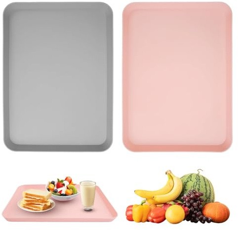 2 Pieces Plastic Tray 29 x 21 cm Rectangular Serving Tray Fast Food Tray
