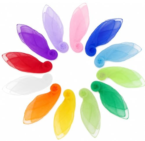 BRITIVIVE 12 paños de malabares de 60 x 60 cm, de gasa, para bailar, rendimiento de seda, 12 colores para actividades de fiesta, malabares y sensoriales