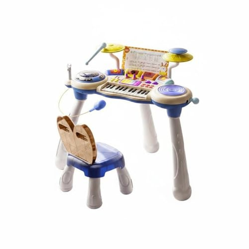 FytStycale Piano Électronique Enfant Clavier Jouet DJ Clavier Synthétiseur Orgue avec Touches Ludiques Percussions Intégrées et Micro pour Pratique Manuelle et , Bleu