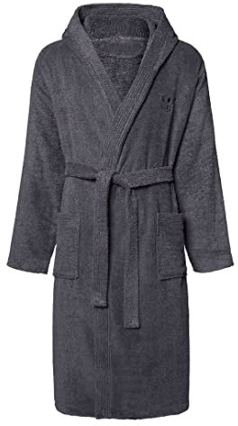 Chiemsee Unisex Bademantel mit Kapuze 100% Baumwolle Gr.S - XXL grau, Bekleidungsgröße:L