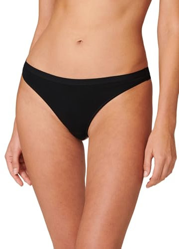 Schiesser Damen 2 Pack String Bio Baumwolle - 95/5 Organic Unterwäsche, Schwarz_174293, 42 EU