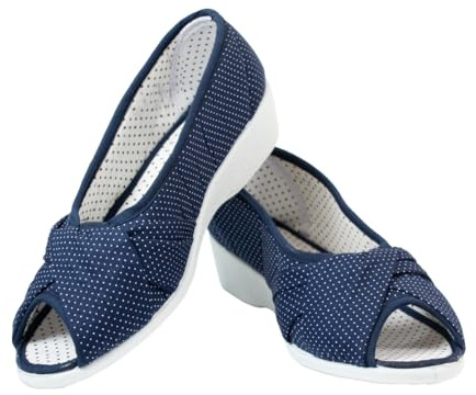 Dotty Peep Toe Shoe-Navy-5