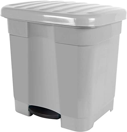 AC - Cubo de Basura Ecológico 46L - Cubo con 2 divisiones Interiores - Cubo Reciclar - Fabricado en plástico Resistente. - Ideal para el hogar, Trabajo, hostelería, etc. Color Plata