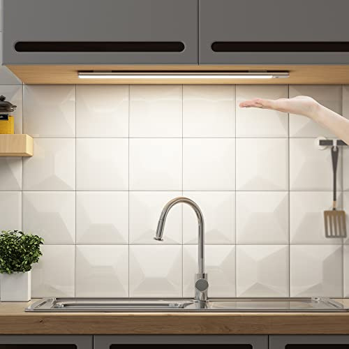 SOAIY LED dimmbare Unterbauleuchte 40CM Küche Lampe 3000mAh wiederaufladbar Schrankbeleuchtung Ein/Aus/Dimmen mit Handbewegung 2700K-6500K magnetische Lichtleiste für Küchenschrank Kleiderschrank