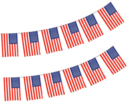 Bandiera degli Stati Uniti 40 unità bandiera degli Stati Uniti 11,4 m, bandierine americane, bandierine americane, 14 x 21 cm, per decorazioni di bar da giardino
