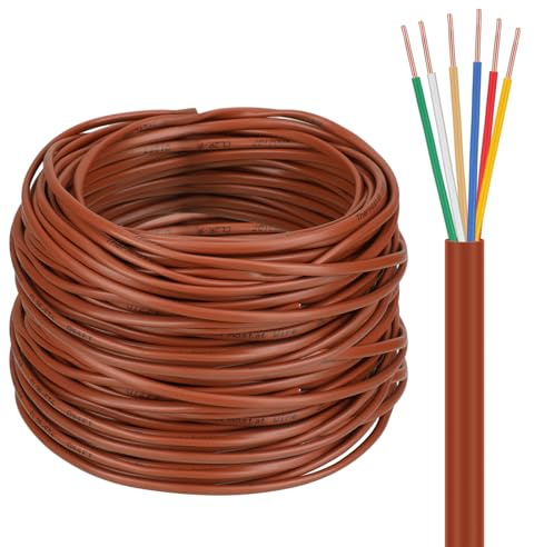 Buryeah Thermostat Wire Bell Wire Solid Copper Cable 18 Gauge ETL, Power Circuit Cable Moisture, Heat and UV Resistant for Low Voltage Applications Use(18/6,100 ft)