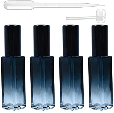 QincLing 4-Teiliges Nachfüllbares Parfümzerstäuber-Set - 10ml Portable Glas-Sprühflasche Mit Trichter Und Tropfer - Blau