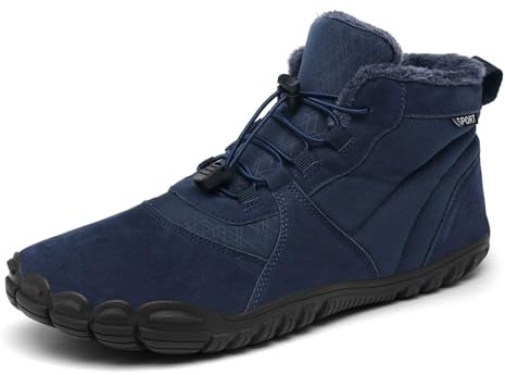 AONETIGER Unisex Barfußschuhe Winter Damen Herren Winterschuhe Winterstiefel Gefüttert Warm Wasserdicht Bequeme Schneestiefel Rutschfeste Barfuss Schuhe(8688 Blau,40EU)