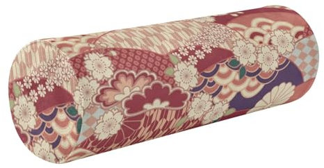 Amooorous Traditionelles rotes japanisches Ukiyo-e Blumen-Yoga-Meditationskissen, kleines Nackenrolle, rundes Kissen, Zylinder-Körperkissen, Nackenrolle, Bezug mit Reißverschluss