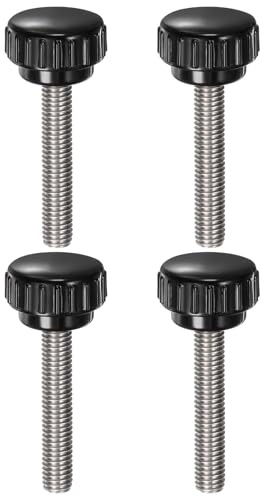 QUARKZMAN 4 stycken räfflade skruvar med gänga M8 x 45 mm x 25 mm rund huvudskruv rostfritt stål 304 runda handtagsbultar klämknappar 25 mm handknappar tumskruvar spännskruv för industri maskin