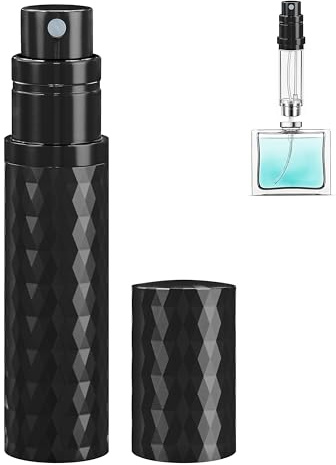Qavhun Travel Perfume Atomizer Bottle Refillable - 5ml Leakproof Fragrances Perfume Atomizer, Portable Perfume Sprayer, Perfume Refillable Bottle for Traveling (Black)