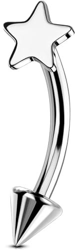 OUFER Titan G23 Curved Barbell - Rook, Daith, Helix & mehr Ear Piercing 16G 8 mm Bar