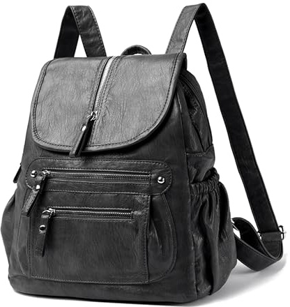 DEEVORCA Mochila de Mujer Moda Mochila a Doble Hombro Para Mujer Mochilón Para IPad de Señora Mochila Escolar Vacaciones Turismo Mochila Diseño Con Tapa Abatible Mochila Dama Impermeable PU Gris